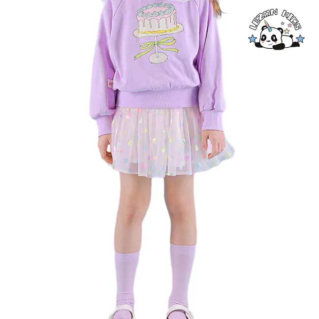 LEZONKIDS - Customizable Colorful Elegant Summer Girls Kids Tutu Skirts Short Cotton Straight Dress Lace Skirts for 2-14T Children